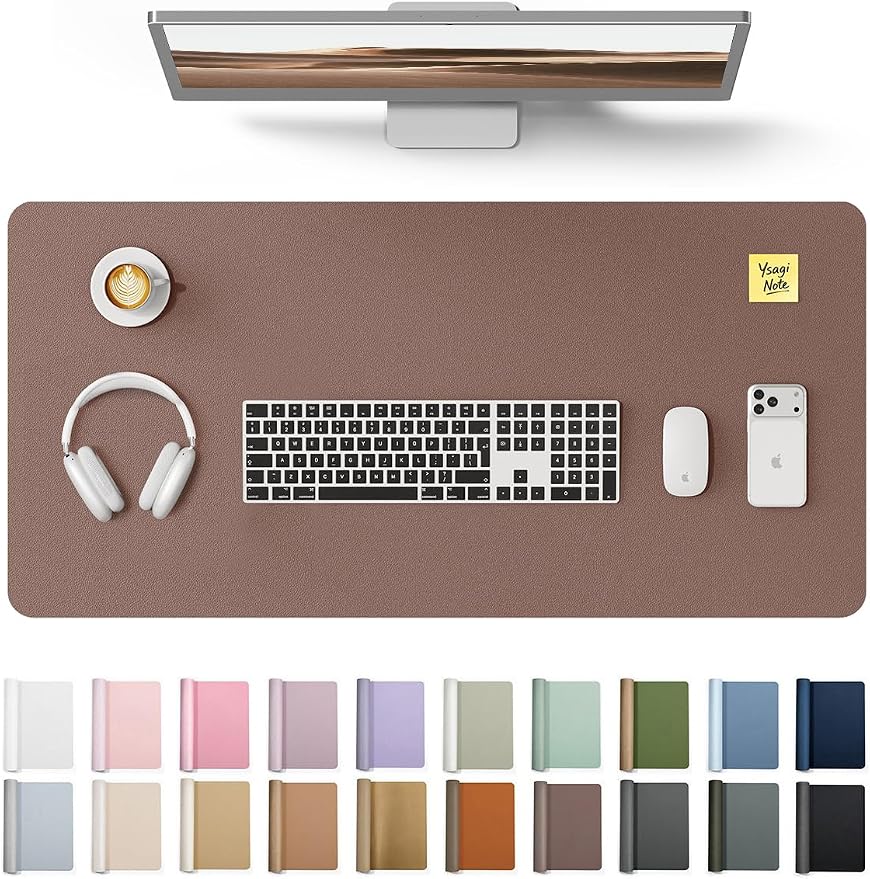 YSAGi Desk Protector&Blotter, Non-Slip Waterproof Leather Mouse Pad | Shields Scratches, Stains, Spills, Heat & Scuffs; Suede Non-Slip; Easy-Clean; Comfy Writing/Typing, 31.5" x 15.8",Chocolate by YSAGi