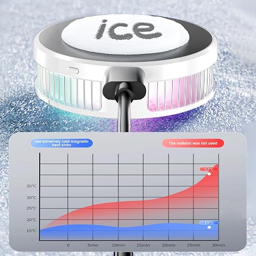 Phone Cooler, LOCZAR Magnetic Fan Small USB Fan for Gaming with Removable Grip, Semiconductor Cooling RGB Cellphone Radiator for Cell iPhone Ipad (ICE S2-White) - Image 8