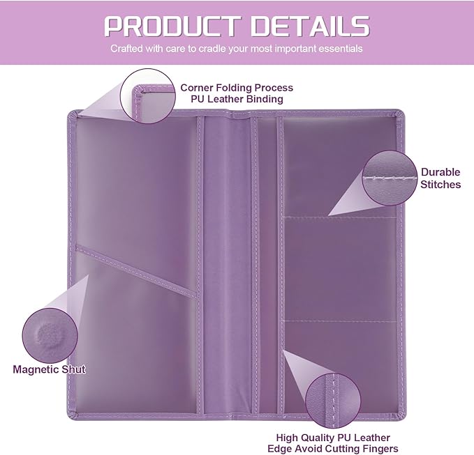 JUSTTOP 2Pack Car Registration and Insurance Holder,Car Document Holder for Cards License with Magnetic Shut,Vehicle Glove Box Car Organizer for Documents, Cards, License(Purple) - Image 3