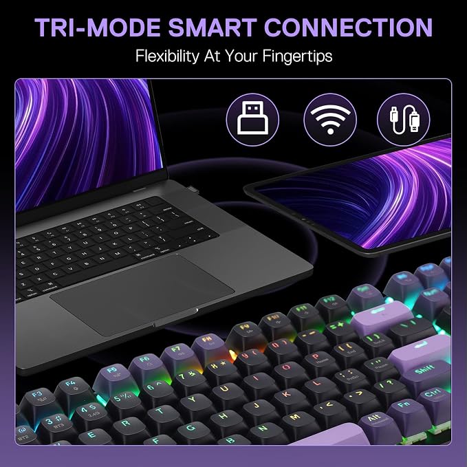 Redragon K740 PRO Wireless RGB Gaming Keyboard, Aluminum Base & Knob, 95% | Rock-Solid Metal Build, Multi-Function Control Wheel, Creamy Custom Switch, Swap-Ready Socket, Fade-Resistant PBT Keycap - Image 5