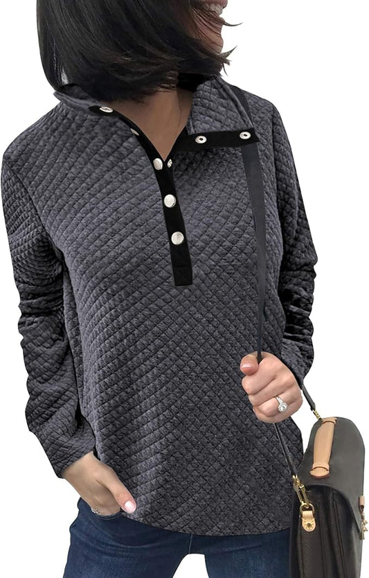 BTFBM Women Fashion Quilted Pattern Lightweight Zipper Long Sleeve Plain Casual Ladies Sweatshirts Pullovers Shirts Tops by BTFBM