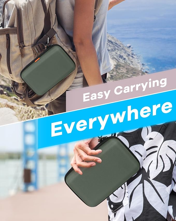 Large Classic Army-Green Case - Hard Shell Electronic Organizer Travel Carrying Case - Shockproof Electronic Accessories Storage Pouch Bag for Game Drive, Hard Disk, Power Bank, Charger - Image 7