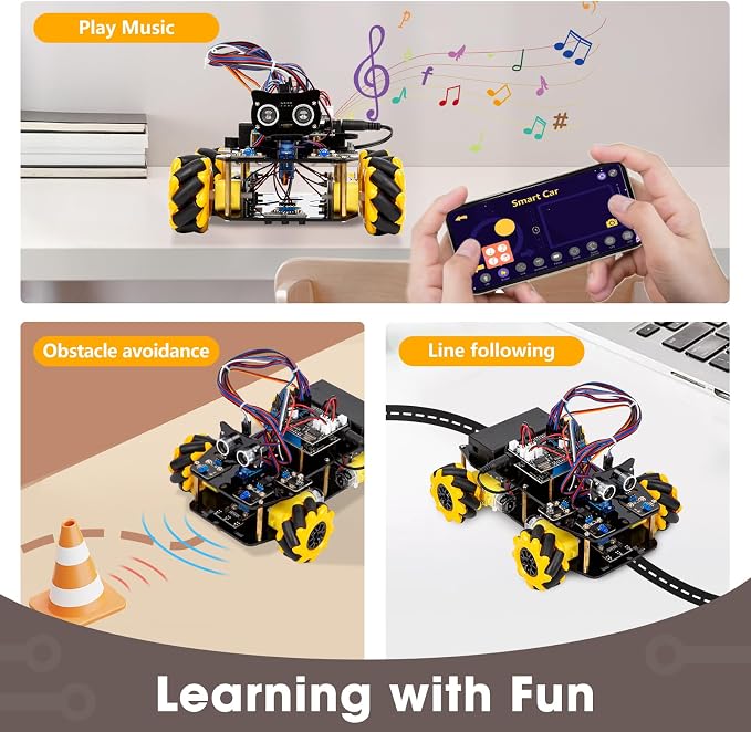 ACEBOTT Robot Kit, Robotics for Kids Ages 8-12 12-16, STEM Toys for Boys with Remote & App Control, Arduino & Scratch Compatible, Science Kits for Kids Age 8-12 12-16, for Boys & Girls(Yellow) - Image 5