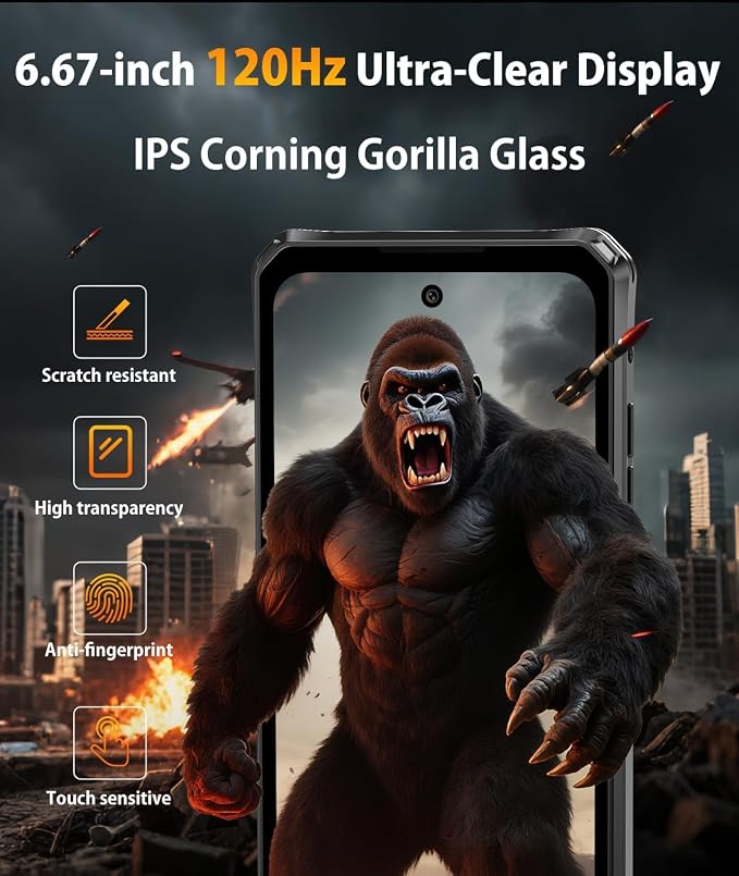 FOSSIBOT F114 28GB+256GB Rugged Phone-120Hz+6.67" Gorilla Glass, Slim 10.8mm Cell Phone Unlocked, Android 15 Waterproof Smartphone, 50MP AI Camera, 5000mAh Dual SIM 4G T-Mobile/NFC/IP68/IP69K(2026) - Image 3