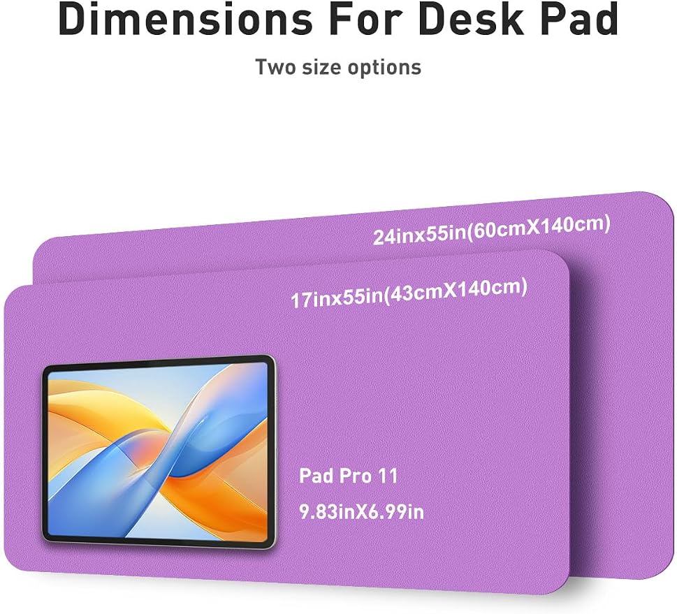 Aothia Faux Leather Desk Mat - Non-Slip PU Leather Desk Blotter, Waterproof Writing Surface, Large Desk Pad for Office & Home (Iris Violet, 55" x 17") - Image 5