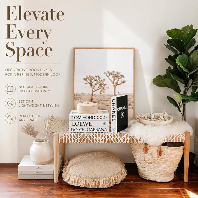 PROBENEX 4 Pcs Decorative Books | Faux White Coffee Table & Shelf Decor | Bright Scandinavian Look for Living Room, Office and Entryway - Not Real, Tool-Free 2-Min Setup - Image 5
