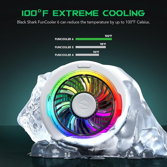 Black Shark FunCooler 6 Magnetic Cell Phone Cooler for Gaming, Portable Mobile Phone Cooling Fan with RGB Light, App-Controlled Cellphone Radiator for iPhone Magnetic Series/iPad (White) - Image 3