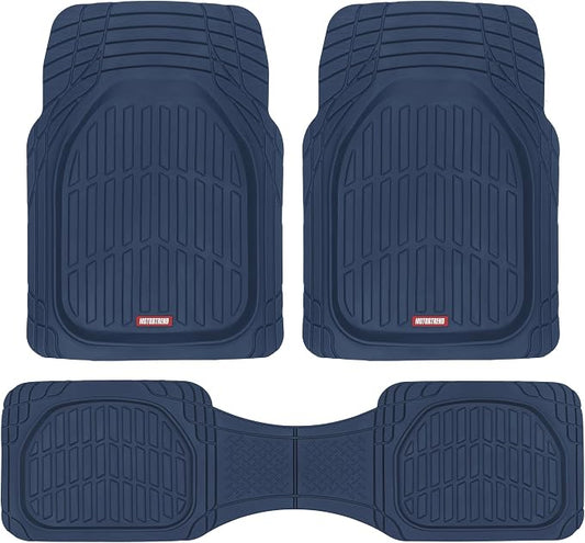 Motor Trend FlexTough Floor Mats for Cars, Blue Deep Dish All-Weather Car Mats, Waterproof Trim-to Fit Automotive Floor Mats for Cars Trucks SUV, Universal Floor Liner Car Accessories by MotorTrend