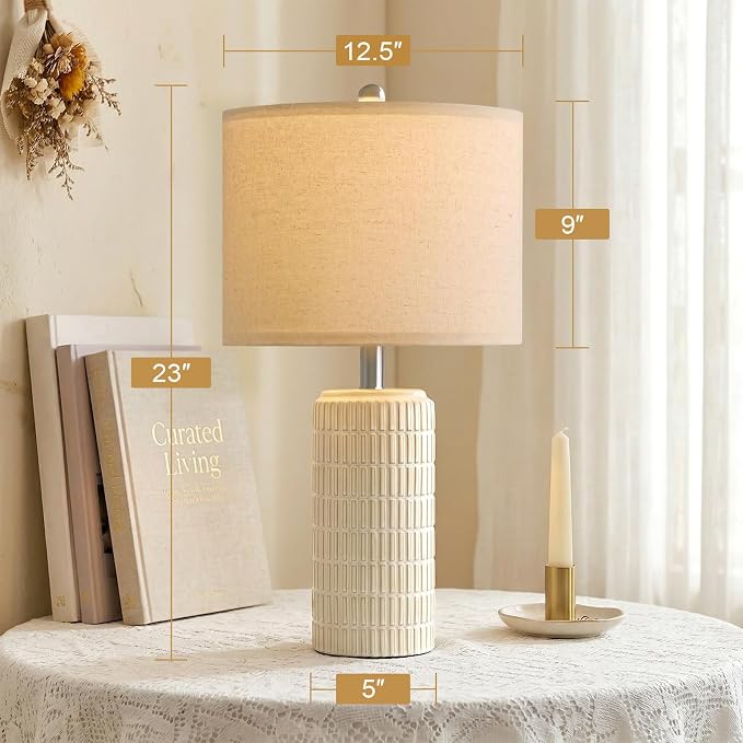 PoKat 23'' Dimmable Table Lamps with Remote for Living Room, Modern Stepless Adjustable Bedside Lamps Set of 2 for Bedroom, Nightstand Lamps for Office Nursery Desk Console Kids, White (No Battery) - Image 6