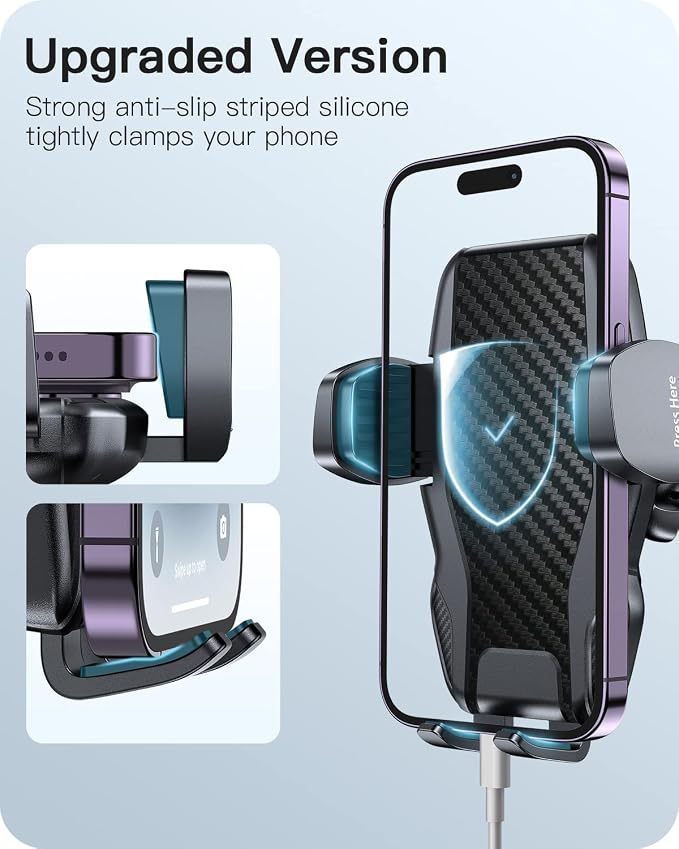 APPS2Car Car Phone Holder Mount Gooseneck Dashboard Windshield Suction Cup Phone Mount Anti-Shake Stabilizer Phone Car Cradle Compatible with All Cellphones & Thick Phone Case-H3S Carbon Fiber Style - Image 2