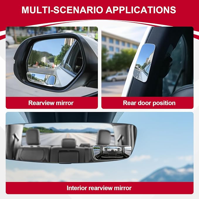 LivTee Blind Spot Mirror, Rectangular Shaped HD Glass Frameless Convex Rear View Mirror with wide angle Adjustable Stick for Cars SUV and Trucks, Pack of 2 - Image 6