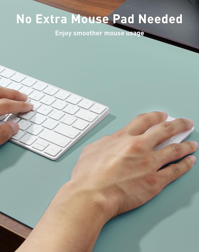 Aothia Faux Leather Desk Mat - Large Mouse Pad, Non-Slip PU Leather Blotter, Waterproof Writing Surface for Office and Home (Light Blue, 40" x 24") - Image 4