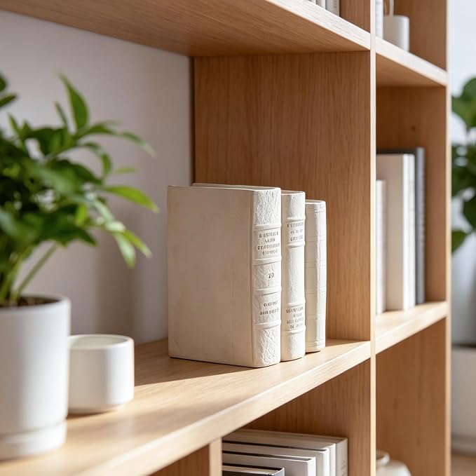 Decorative Books Living Room Décor - Resin Cream Faux Books Fake Modern Home Decoration for Bookshelf Coffee Table Décor 5.5 x 4.5 x 8 Inch Guichifun - Image 5