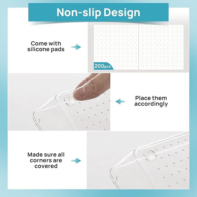 Vtopmart 44 PCS Clear Plastic Drawer Organizers Set, Vanity Organizer Trays | 4-Size Versatile Makeup Organizer, Non-Slip Storage Containers for Makeup, Jewelries, Bedroom，Kitchen Utensils and Office - Image 6