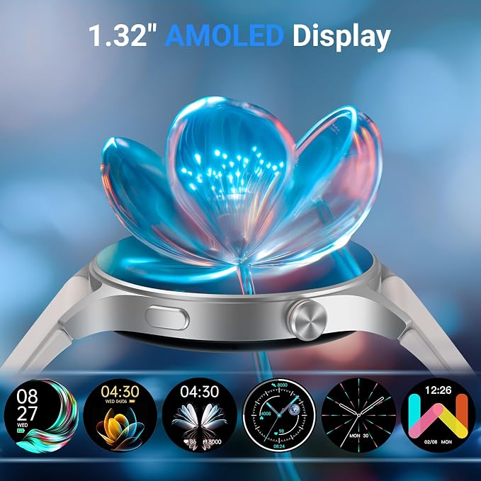 Fitpolo Smart Watch for Men Women,1.3" AMOLED Touchscreen Fitness Tracker, Make/Answer Calls, Heart Rate SpO2 Monitor, 3ATM Waterproof, Sleep & Activity Tracking Smartwatch for Android Phones iPhone - Image 2