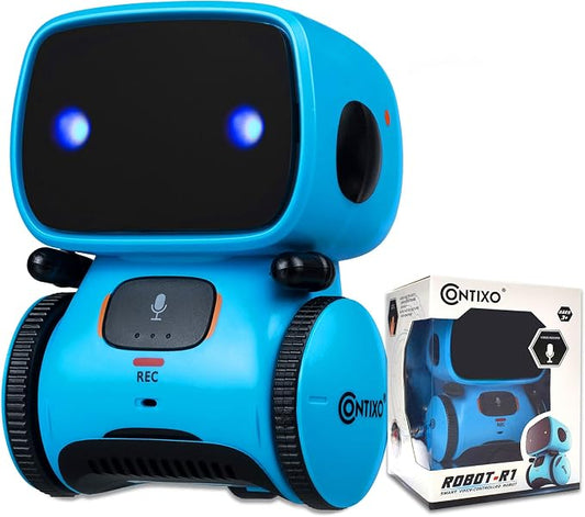 Contixo R1 Kids Robot Toy, Blue Interactive Smart Robots with Voice Control Talking Dancing Learning Touch Sensor Compact Educational Portable Toy for Boys Girls Toddlers 3-8 Years Old Birthday Gifts by Contixo