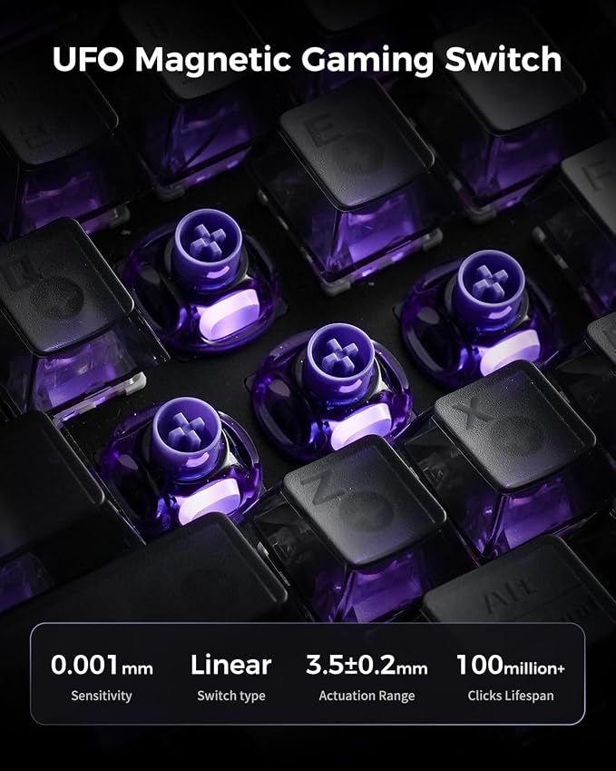 GravaStar Mercury V60 Pro 60% HE Magnetic Gaming Keyboard, True 8kHz Polling Rate, 0.125ms Latency, Dynamic Rapid Trigger, 0.005mm Adjustable Actuation, Full Aluminum Frame - Image 4