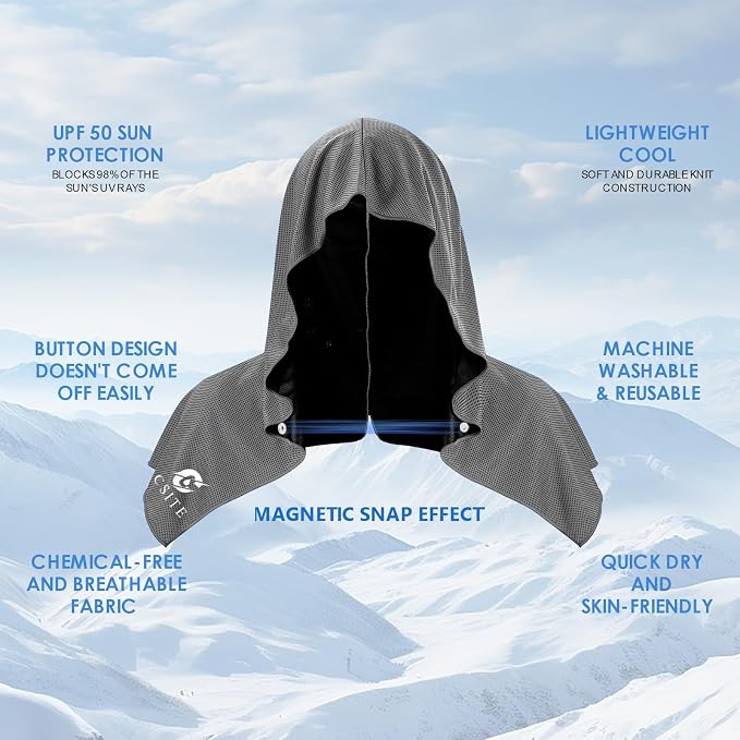 CSITE 3 Pack Cooling Hoodie Towels for Neck and Face, UPF 50 Sun Protection & Instant Cooling, Ice Towels for Hot Weather, Soft Breathable Towel for Sport, Work Out, Gym, Camping & More Activities - Image 2