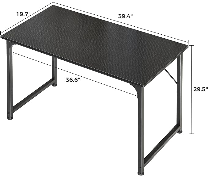 Huuger Modern Simple Office Desk, 40 Inch Gaming Desk with Storage, Black Metal Frame, Large Legroom - Image 3