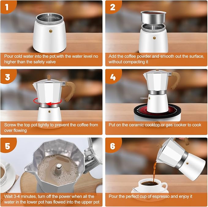 6 Cup Aluminum Espresso Stovetop Moka Pot Express Coffee Maker Percolator Italian Classic Mocha Coffee Machine for Italian and Cuban Cafe Brewing for Home & Camping 300ml 10oz - Image 8