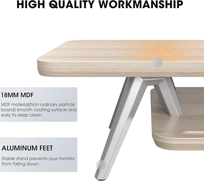 Fenge Dual Monitor Stand, Monitor Stands Riser for 2 monitors, 47.2 Inch Wood Desk Shelf with Storage Organizer and Cable Management for Office Desk Accessories - Image 4