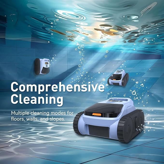 Cordless Pool Cleaner Robot, Pool Vacuum for Inground Pool & Above Ground Pool, Smart Navigation Self-Parking, LED Indicator, Wall&Waterline Cleaning Pool Robot up to 2150 Sq.ft - Image 5