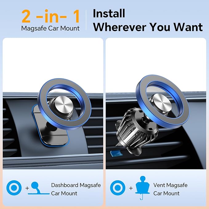 Kaistyle for Magsafe Car Mount【20 Strong Magnets】Magnetic Phone Holder for Car Phone Holder Mount Dash Mounted Holders Cell Phone Holders for Your Car Accessories for Women Men for iPhone 17 16 15 14 - Image 2