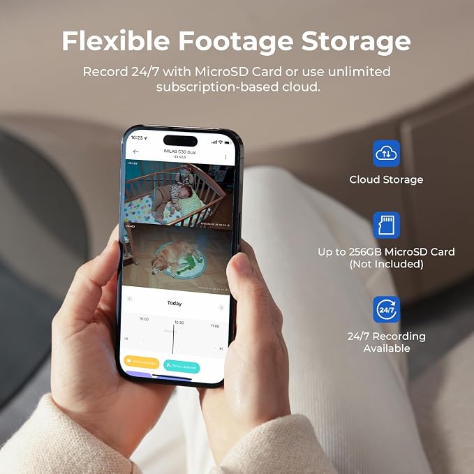 IMILAB 3K+3K Security Camera Indoor, Dual Lens Pet/Dog/Baby Camera with Xiaomi Home App, 2.4G/5G WiFi Plug-in Room Cam, Color Night Vision, Human Track, Two-Way Audio, No Subscription(C30 Dual) - Image 8