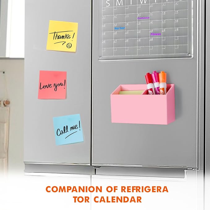 BEYGORM Magnetic Dry Erase Marker Holder for Whiteboard & Refrigerator | Non-slip Acrylic Pen Holder for Classroom, Fridge Magnet, Locker Organizer Accessories, Teacher & School Supplies(Pink) - Image 3
