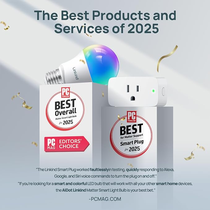 Linkind Matter Smart Light Bulb, Smart Bulbs Work with Apple Home, Siri, Alexa, Google, SmartThings, AiDot, LED RGBTW Color Changing Bulbs Music Sync, Dotis Ai, A19 E26 60W 800LM 2.4G WiFi, 4 Pack - Image 2