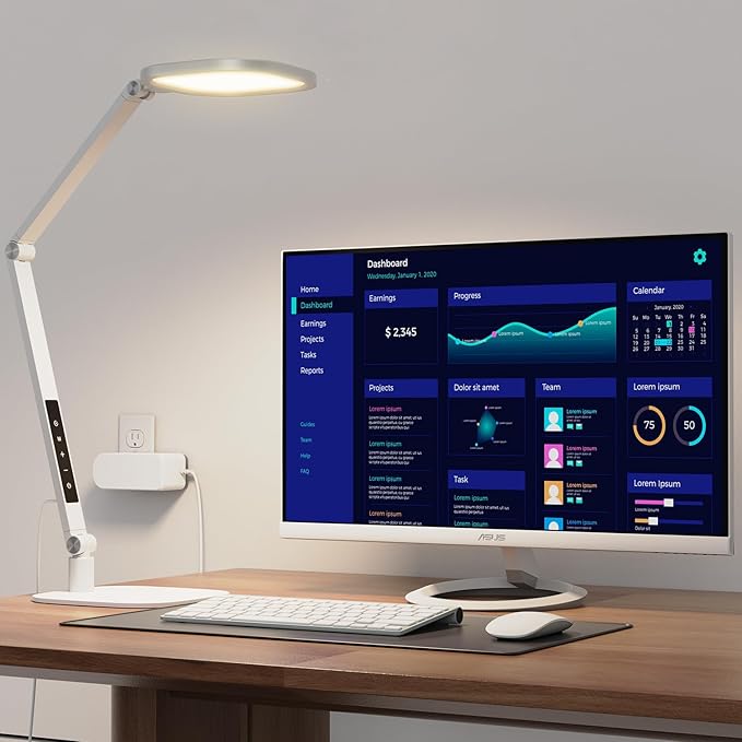 LitONES LED Desk Lamp for Home Office, Soft Edge-lit Design - Modern Style | Eye-Caring Diffused Light, Professional Computer Light for Reading, Crafts & Zoom, Dimmable with 30 Modes, Memory & Timer by LitONES
