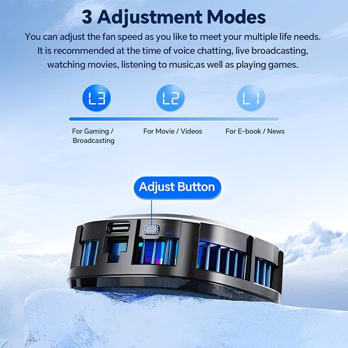 CHONCHOW Magnetic Cell Phone Cooler, RGB Phone Cooling Fan Portable Lightweight Mobile Phone Cooling Fan, Phone Radiator with Larger Cooling Area for Phone/Tablet/IPad (with Digital displays) - Image 3