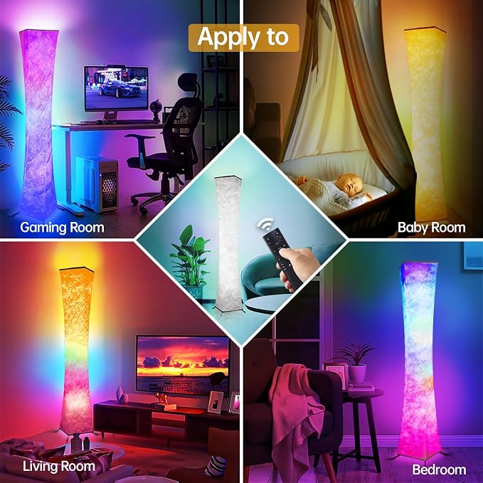 2 Pcs Floor Lamp, 61'' Smart RGB LED Corner Lamp with Music Sync and 16 Million DIY Colors, 3 Color Temperature, APP & Remote Control, Color Changing Standing Floor Lamp for Bedroom Living Room - Image 3