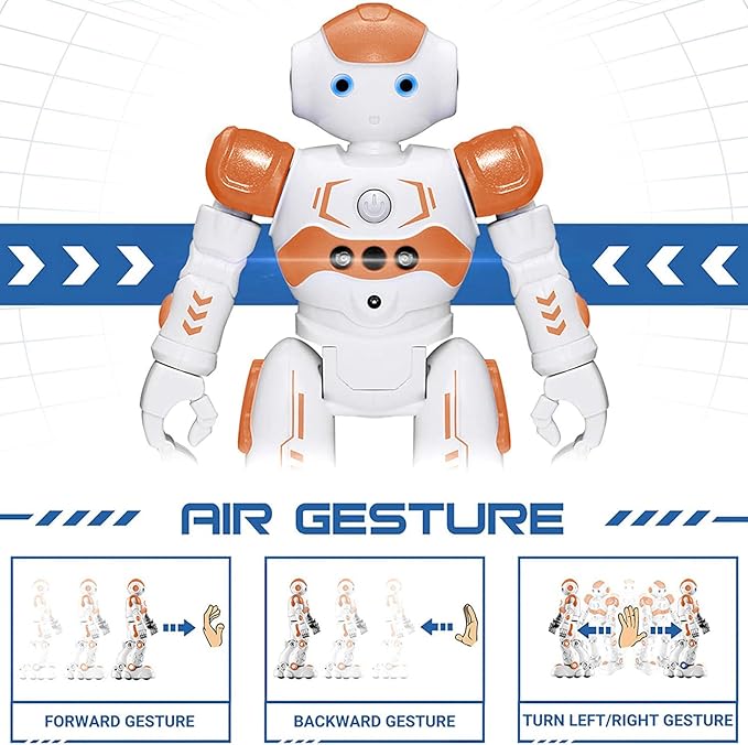 KingsDragon RC Robot Toys for Kids, Gesture & Sensing Programmable Remote Control Smart Robot for Age 3 4 5 6 7 8 Year Old Boys Girls Birthday Gift Present,Orange - Image 3