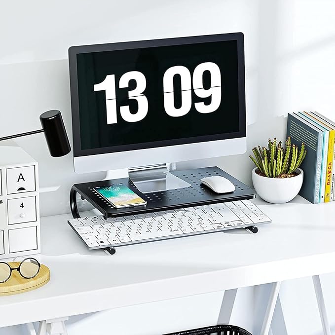 HUANUO Monitor Riser for Desk, Desk Organizer,Laptop Shelf w/Vented for Screen, Computer Stand for PC, Printer, for Home & Office - Image 2