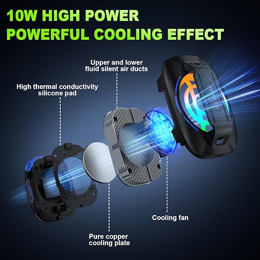 Cell Phone Cooler for Gaming, Magnetic Portable Radiator with RGB Lights, 3000mAh Rechargeable Battery, Compatible with iPhone, iPad, Android - Image 5