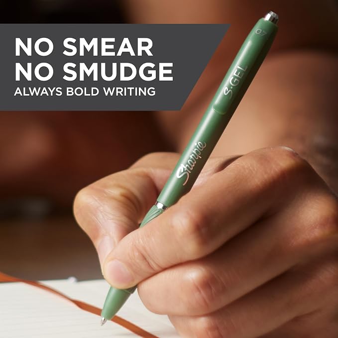 Sharpie S-Gel, Gel Pens, Medium Point (0.7mm), Forest Green Barrel, Black Ink, 12 Count - Image 4