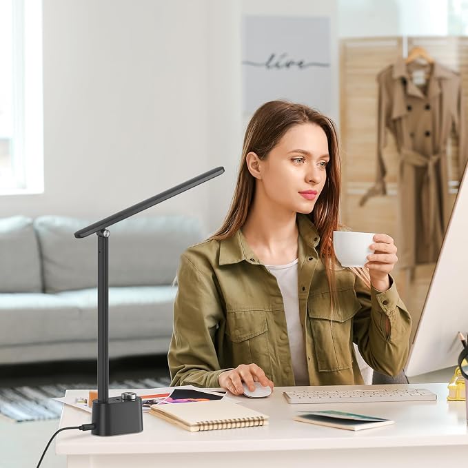 Honeywell Upgraded LED Desk Lamp - H01 Pro Sunturalux™ Foldable Desk Light with USB A+C Charging Ports, 3 Color Modes Dimmable Table Lamp for Home Office Reading(Black) - Image 8