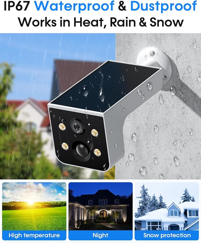 Thybro Solar Camera Outdoor Wireless 4 Pack - 2K HD, AI Motion Detection, Easy Setup, Waterproof, Color Night Vision, Two-Way Audio, Wi-Fi, Outdoor Surveillance for Yard & Driveway - Image 5
