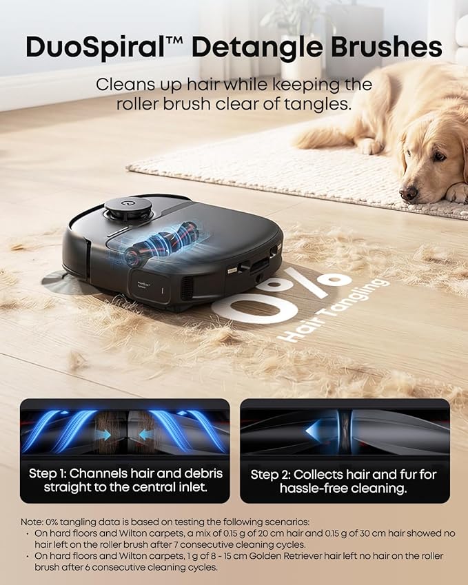 eufy C28 Robot Vacuum and Mop Combo, 15,000 Pa, HydroJet Roller Mop | Upgraded from X10 Pro, Zero-Tangle for Pet Hair, Auto Mop Washing&Drying, Self-Emptying&Refilling 2026 New - Image 5