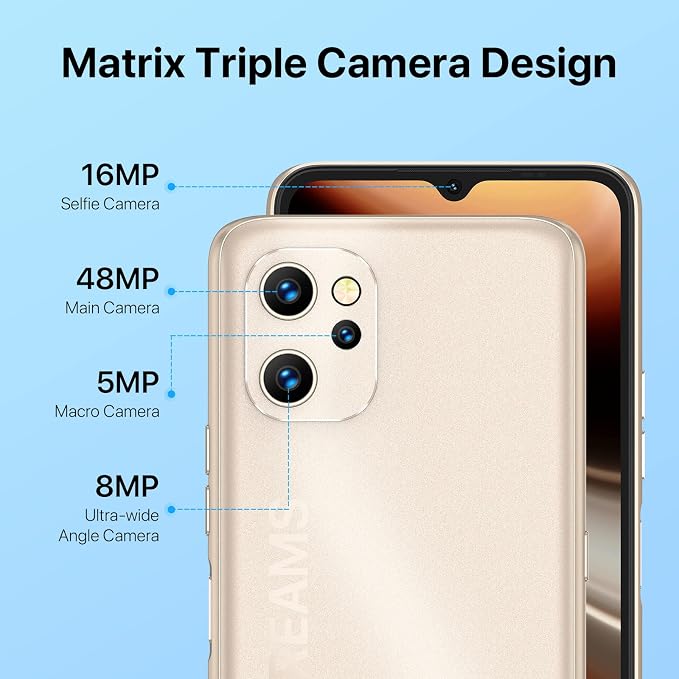 UMIDIGI Power 7 MAX Unlocked Cell Phone,6GB+128GB 10000mAh Battery,6.7" Full Screen + 48MP AI Triple Camera Android Smartphone,NFC,GPS,Face & Fingerprint,BLE 5.0, WiFi 2.4GHz/5GHz,Warranty,Gold - Image 3