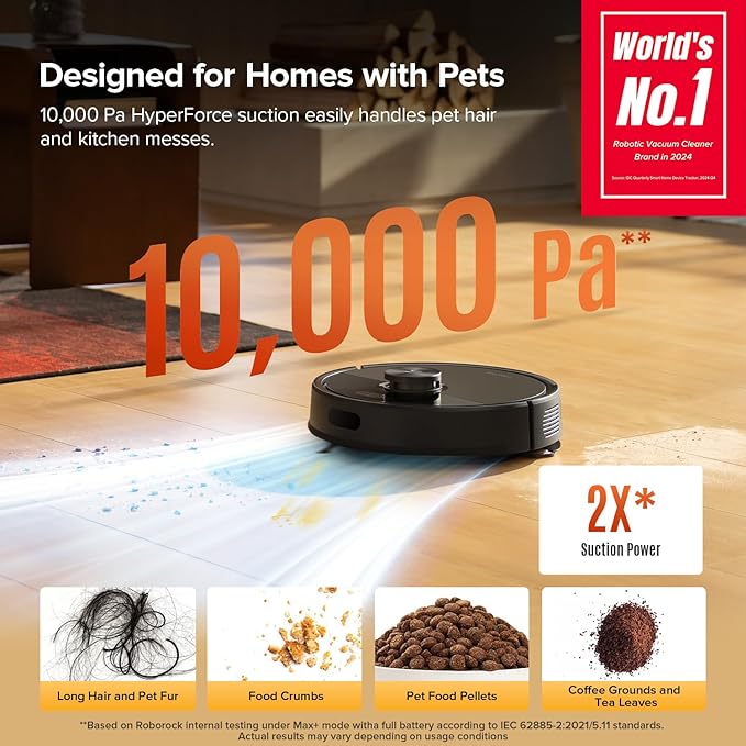 roborock Q7 M5 Robot Vacuum and Mop Combo, 10,000Pa HyperForce Suction | Dual Anti-Tangle System, APP-Controlled Mopping, LiDAR Navigation, Robotic Vacuum Cleaner for Pet Hair and Carpet, Black - Image 2
