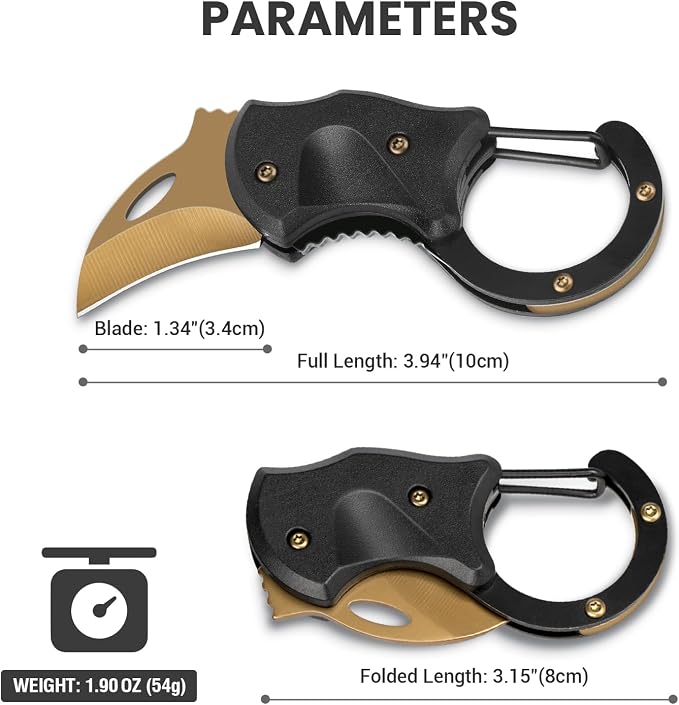 FUNBRO Small Pocket Knife for Men, Edc Knives Tool | Cool Folding Knife Box Cutter with 1.34inch Sharp Blade, Great Gift for Men (gold) - Image 7