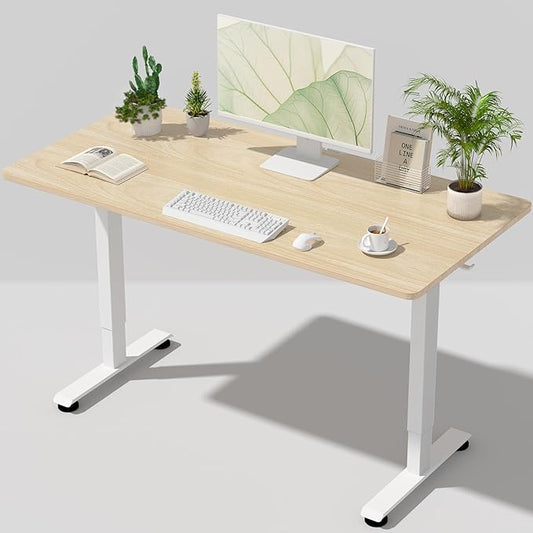 Veken Standing Desk, Nature, 55×23.6 Inch | Height Adjustable Sit Stand Up Computer Tables for Home Office, Study , Writing, Suit students, employees and group work by Veken
