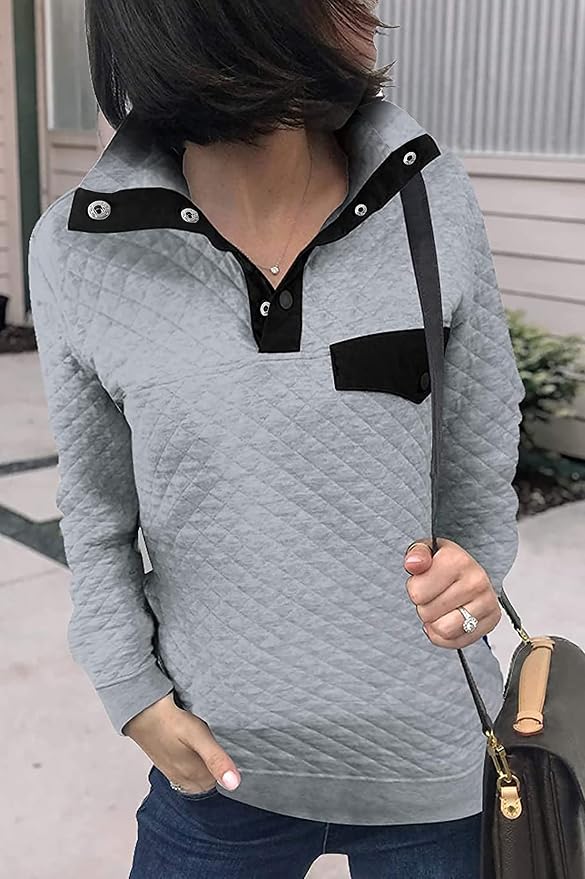 BTFBM Women Fashion Quilted Pattern Lightweight Zipper Long Sleeve Plain Casual Ladies Sweatshirts Pullovers Shirts Tops - Image 3
