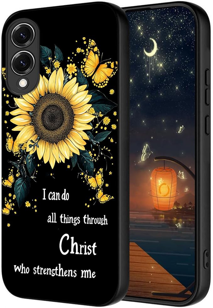 Designed for Galaxy S25 Edge Phone Case,Slim Silicone Shockproof Protective Case for Galaxy S25 Edge 6.7 inch,Sunflower Butterflies by Unknown