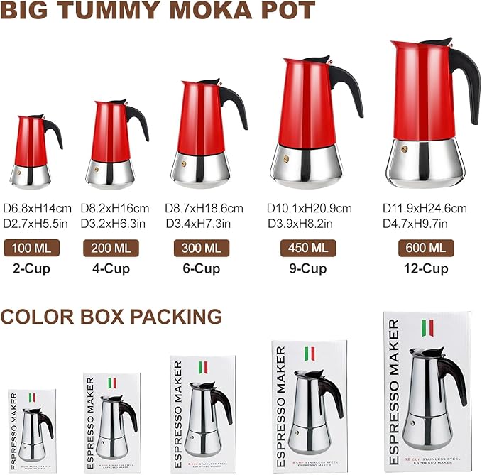 4 Cup Stovetop Espresso Maker Stainless Steel Moka Pot Stove Top Percolator Italian Coffee Makers Capable Mocha Greca Machine Cafe Classic Induction Cookers for Home and Camping 200ml 6.6oz - Image 3