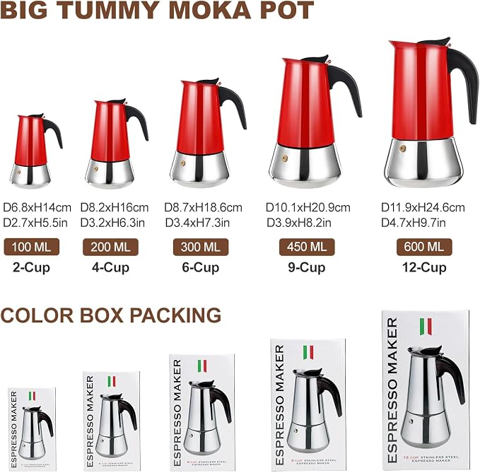 9 Cup Stovetop Espresso Maker Stainless Steel Moka Pot Stove Top Percolator Italian Coffee Makers Capable Mocha Greca Machine Cafe Classic Induction Cookers for Home and Camping 450ml 15oz - Image 3