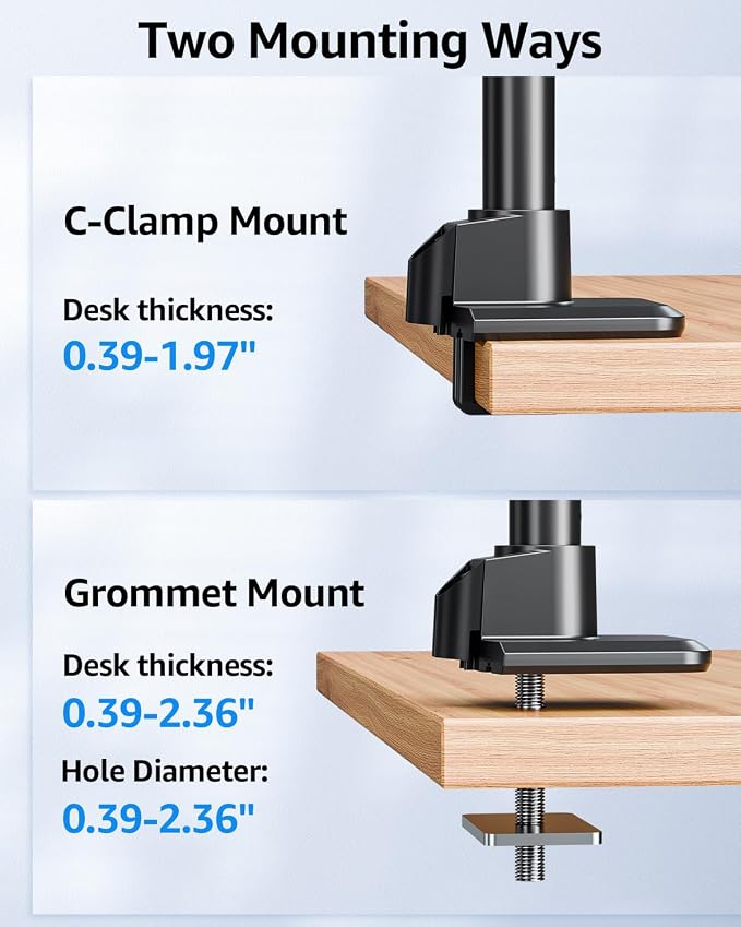 MOUNTUP Heavy Duty Monitor Arm Fits 49 45 42 40 39 34 32 Inch Screens, Ultrawide Monitor Arm Holds 4.4-44 lbs, Monitors Stand for Samsung Odyssey G9 and More, Height Adjustable Mount, VESA Mount - Image 6