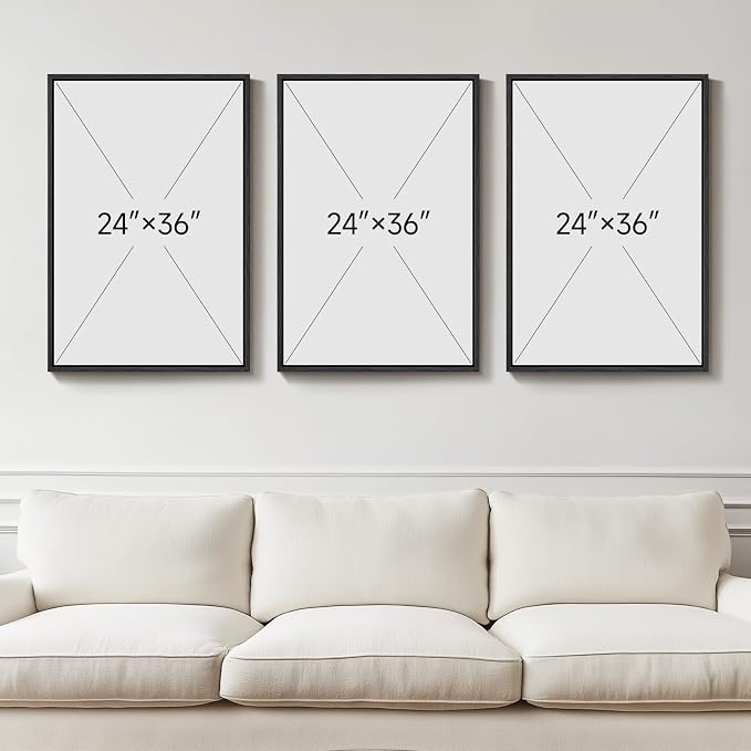 Large 3D Textured Framed Black Abstract Wall Art for Living Room, 3 piece Modern Minimalist Geometric Texture Artwork for Walls, Sandstone Art Pictures for Bedroom Hallway Office Wall Decor 24x36 In - Image 3